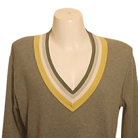 ATM Anthony Thomas Melillo Cashmere V-neck Sweater Gray L - Picture 3 of 7